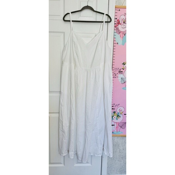 NWT Old Navy Lined White Cotton 3X Women’s Dress Sleeveless Pockets Summer Long - Picture 1 of 8